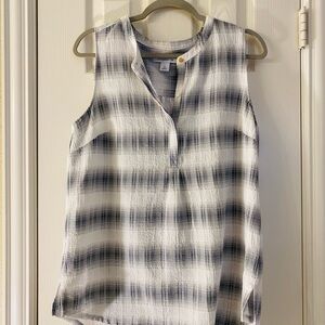 Liz Claiborne Women Top, Size M, Blue Striped Poly Blend Crew Neck Sleeveless